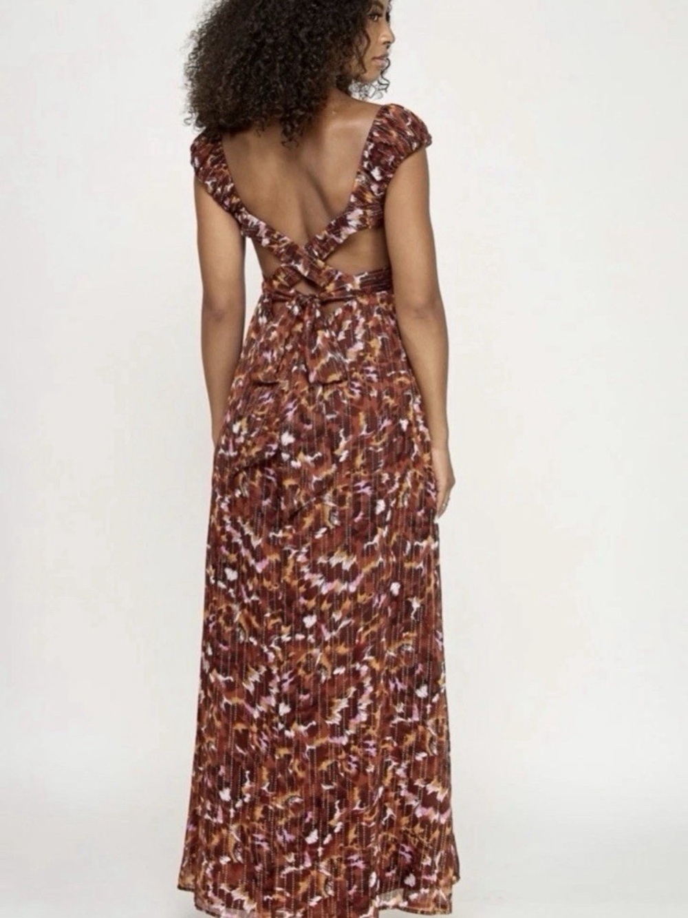Katia Rae Glitter-Print Tie-Back Maxi Dress XS NWT - Picture 2 of 7